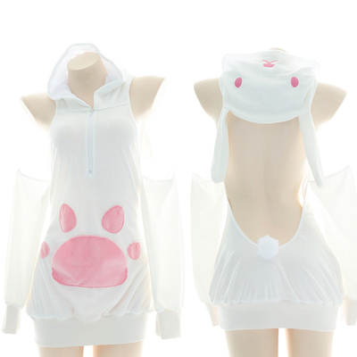 Factory Direct sales soft cute cat claw plush sweater two-dimensional sexy backless cat lady hooded suit sweater T0876