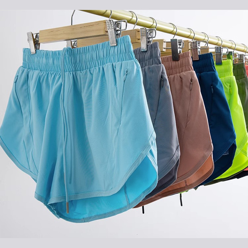 Lulu Zgly Sports Shorts Women's Fake Two-piece Anti-light Summer Thin Quick-drying Breathable Outdoor Running Yoga Pants