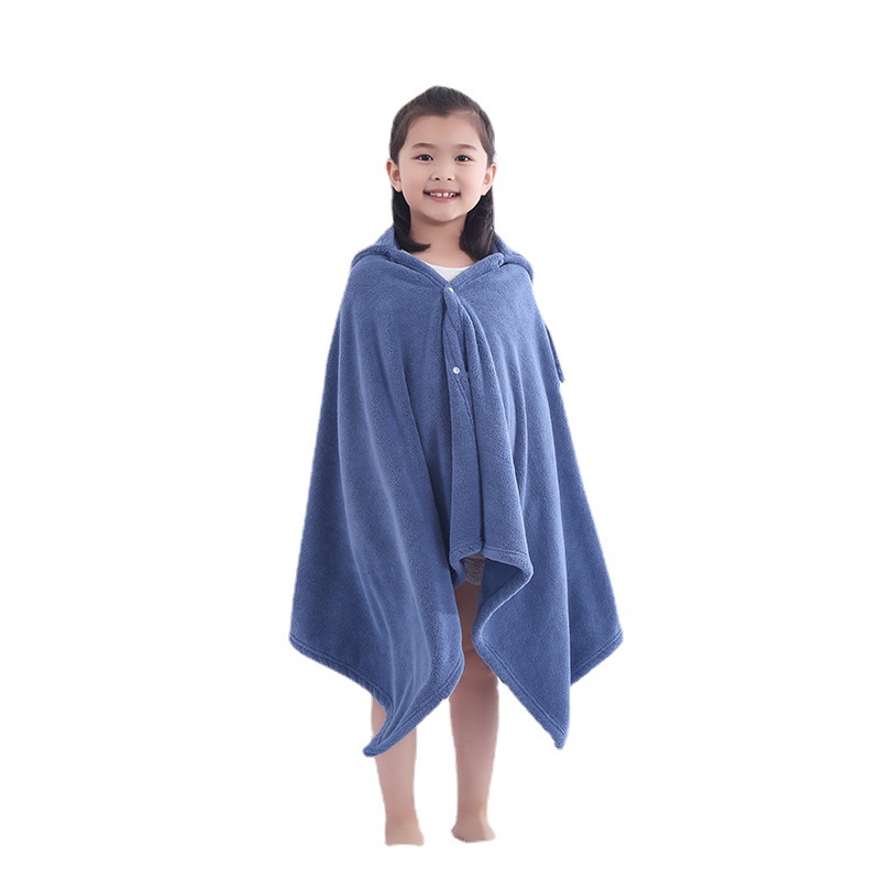 Cartoon coral fleece children's bath towel hooded cape bathrobe girls boys baby soft bath towel wrap quick-drying