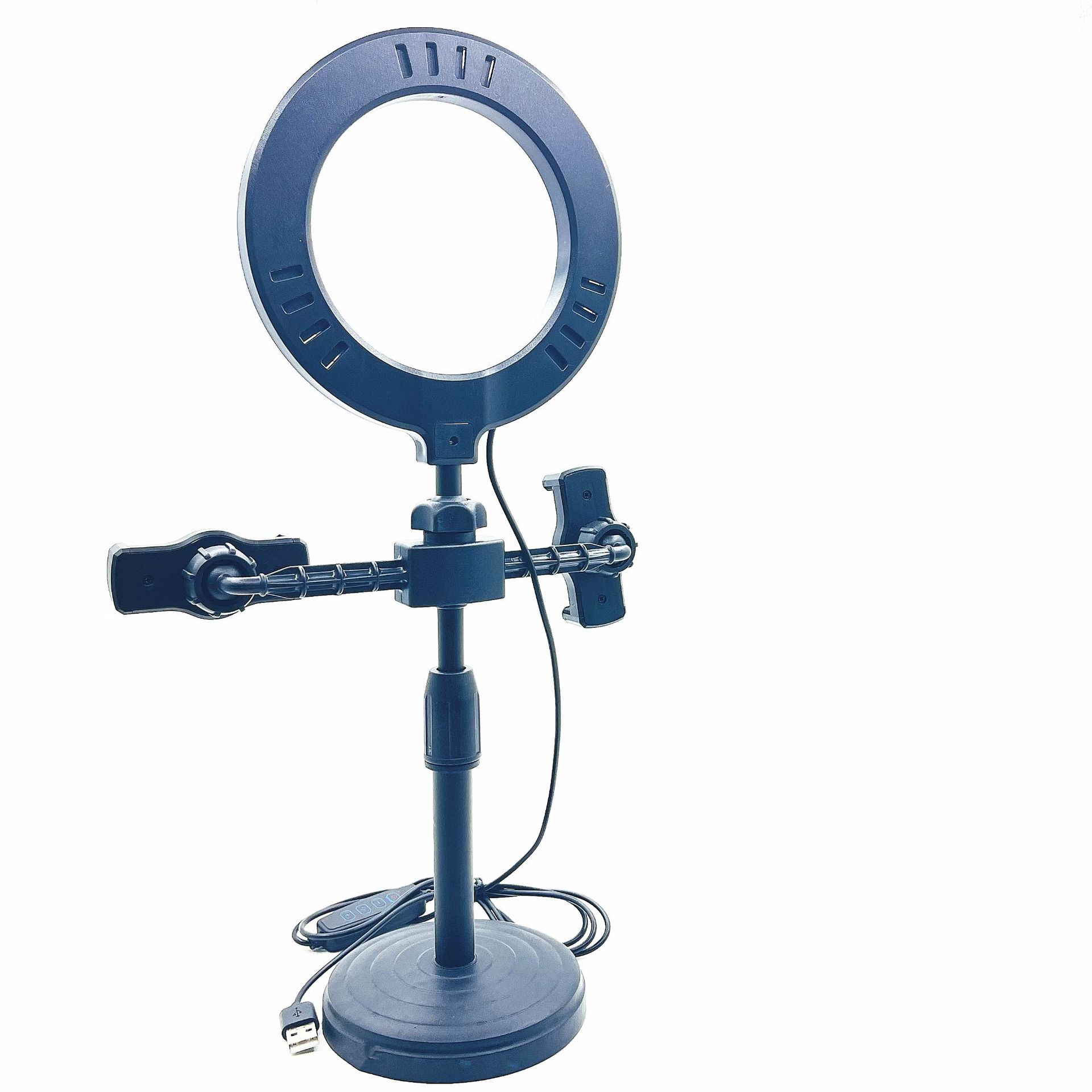 Factory Direct Supply 6-inch 16CM three-color beauty fill light dual mobile phone live broadcast computer anchor desktop disc bracket