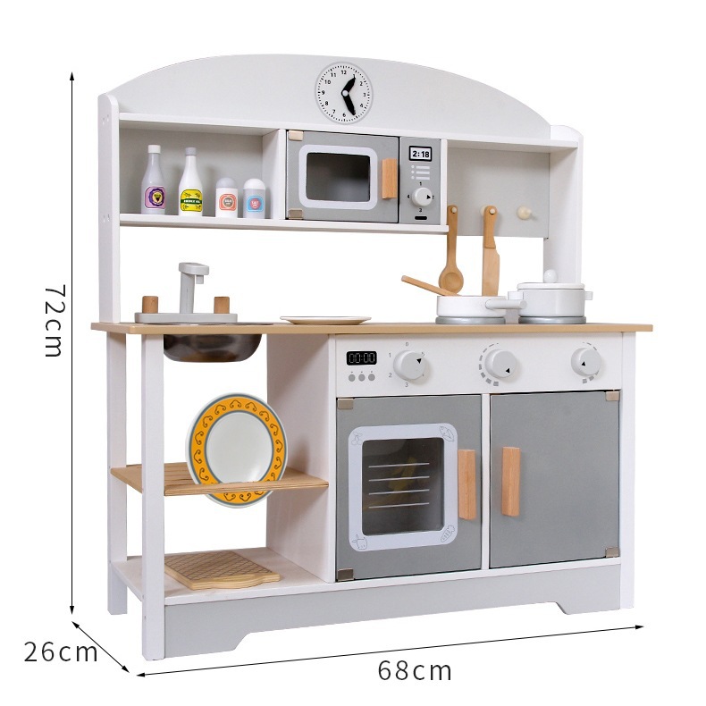 Boys and girls wooden house kitchen wooden simulation kitchenware children's cooking kindergarten play experience Hall toys