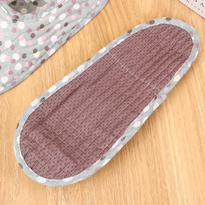 New indoor Korean mute home printed quilted slippers non-slip exposed toes