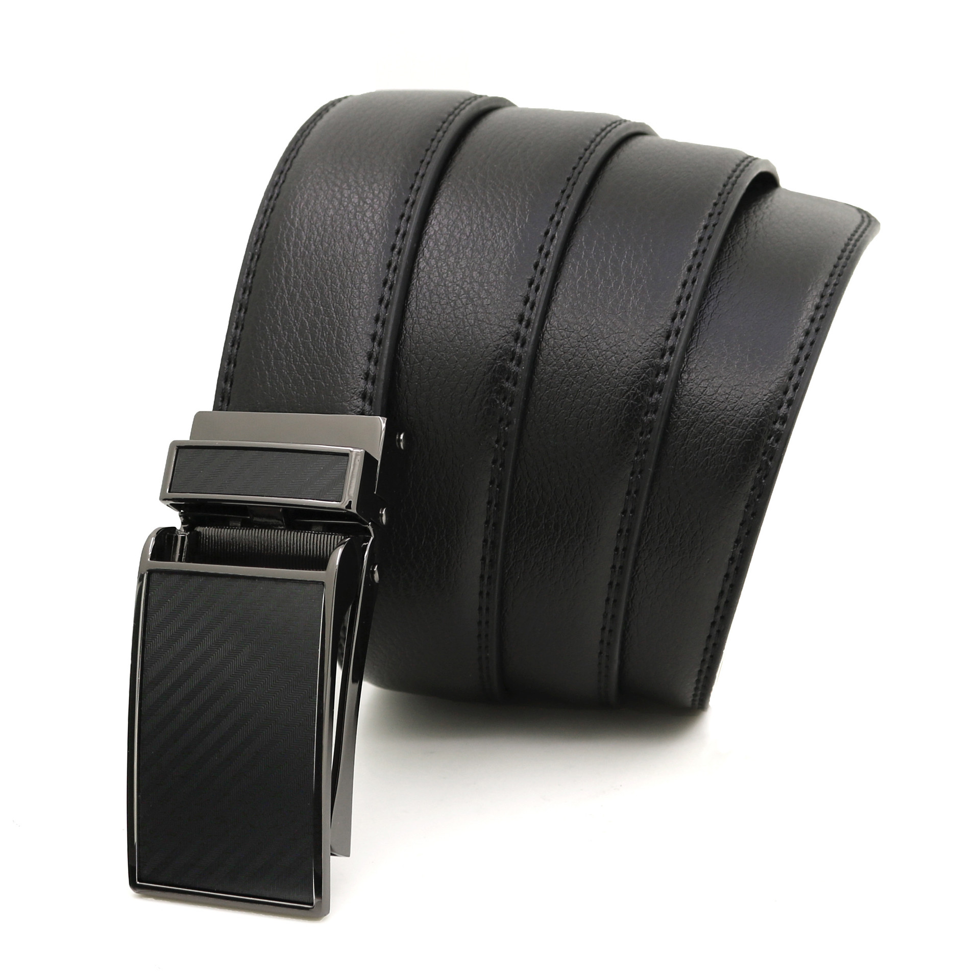 Japanese Style Men's Automatic Buckle Belt Double Layer Cowhide Genuine Leather Waist Belt Business Fashion Accessory