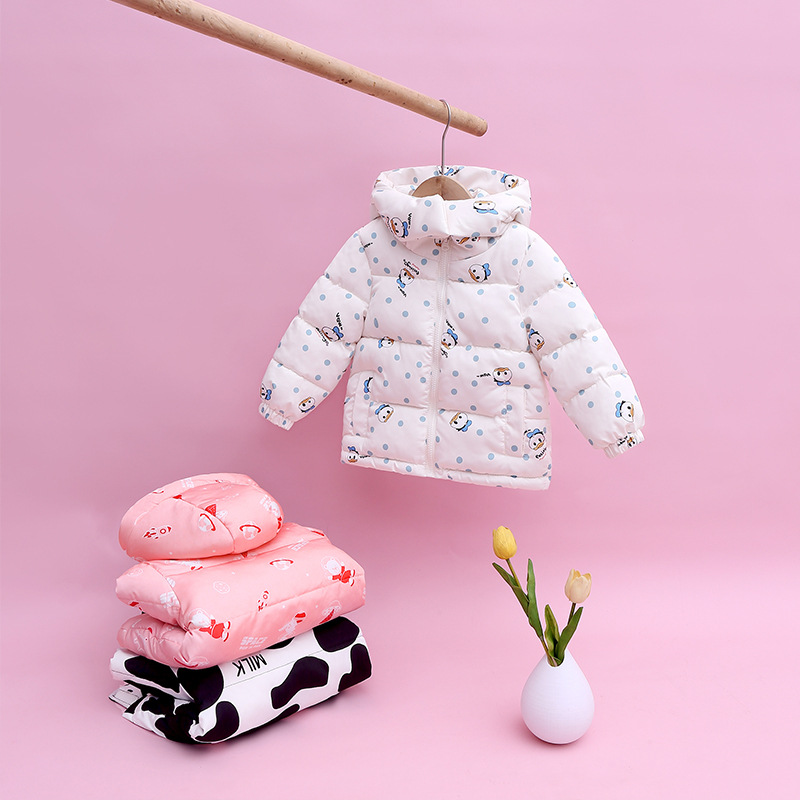 Children's Down Coat 2021 Autumn and Winter New Boys and Girls Baby Children's Cotton Coat Foreign Trade Fleece Warm Cotton Coat