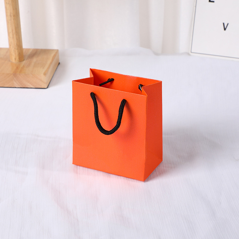 Hermes Orange Bow Jewelry Packaging Box Bracelet Ring Ear Nail Box Black Ribbon Simple Jewelry