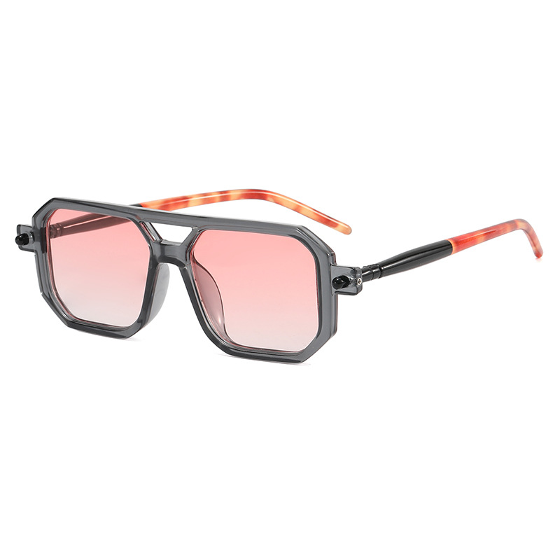 New European and American Fashion Jing Bairan Same Style Thick Frame Square Red Riding Book ins Double Beam Sunglasses Trendy Men's Sunglasses Women's Sunglasses