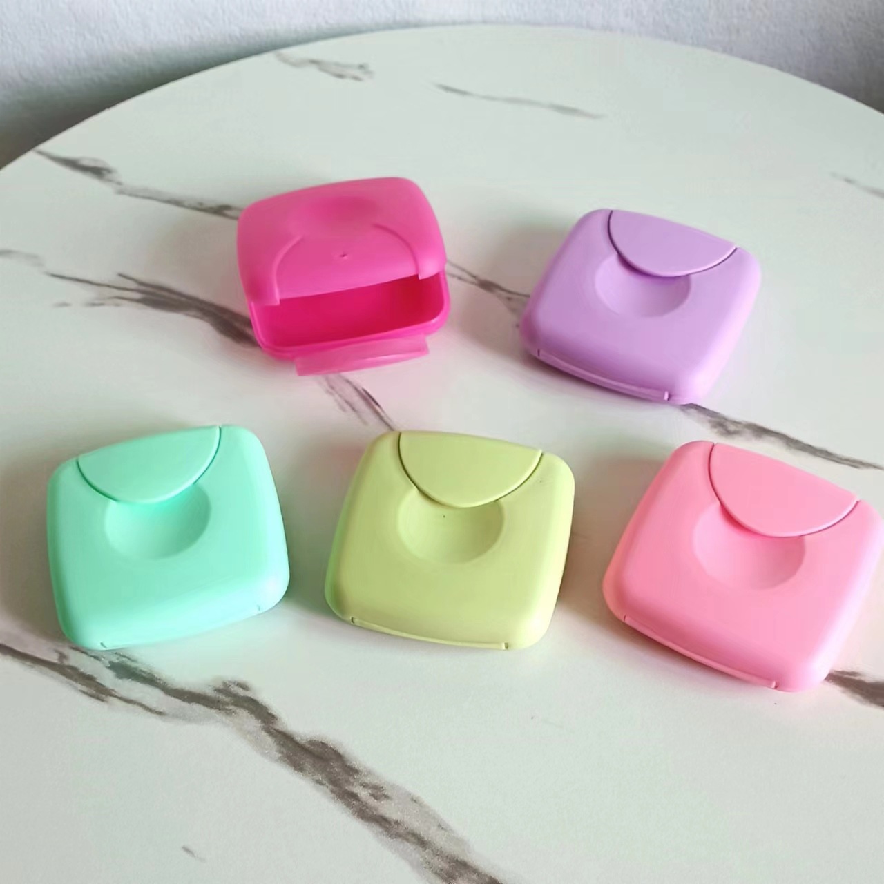 Tampon Storage Box Women's Small Portable Dustproof Clamping Lock Macaron Household Travel Plastic Box