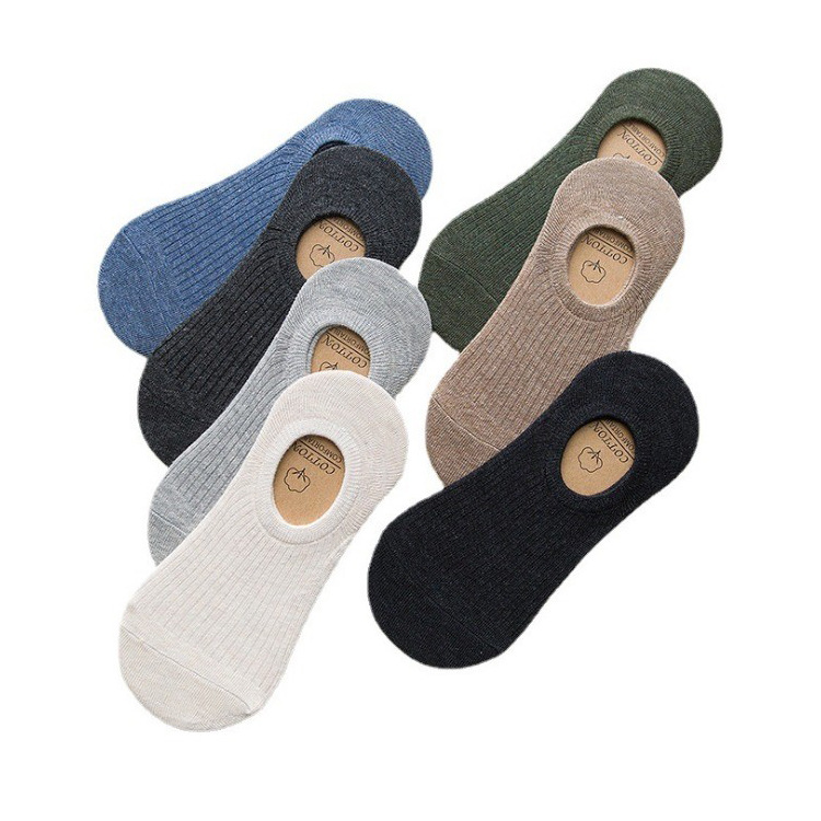 Socks Men's Summer Pure Cotton Straight Invisible Socks Cotton Men's Casual Socks Silicone Non-slip Shallow Mouth Boat Socks Stall