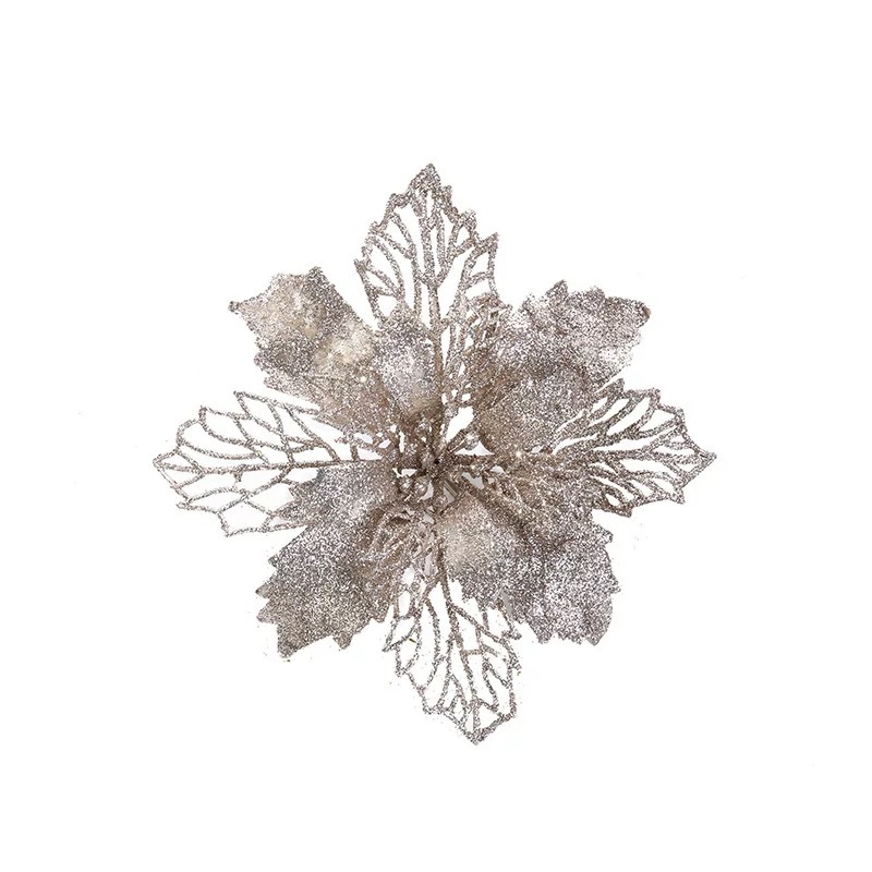 Christmas Gold pink flower hollow gold pink Christmas flower large artificial flower Christmas tree decoration supplies cross-border exclusive_voghion.com