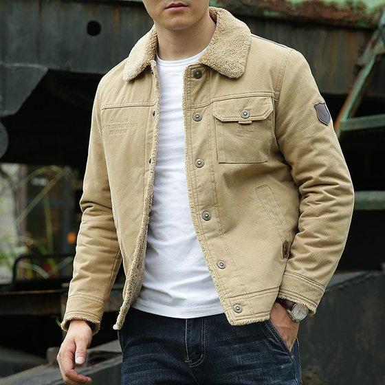 Cross-border cotton-padded jacket men's velvet jacket padded jacket European size loose winter clothing Amazon foreign trade cotton-padded jacket 3166