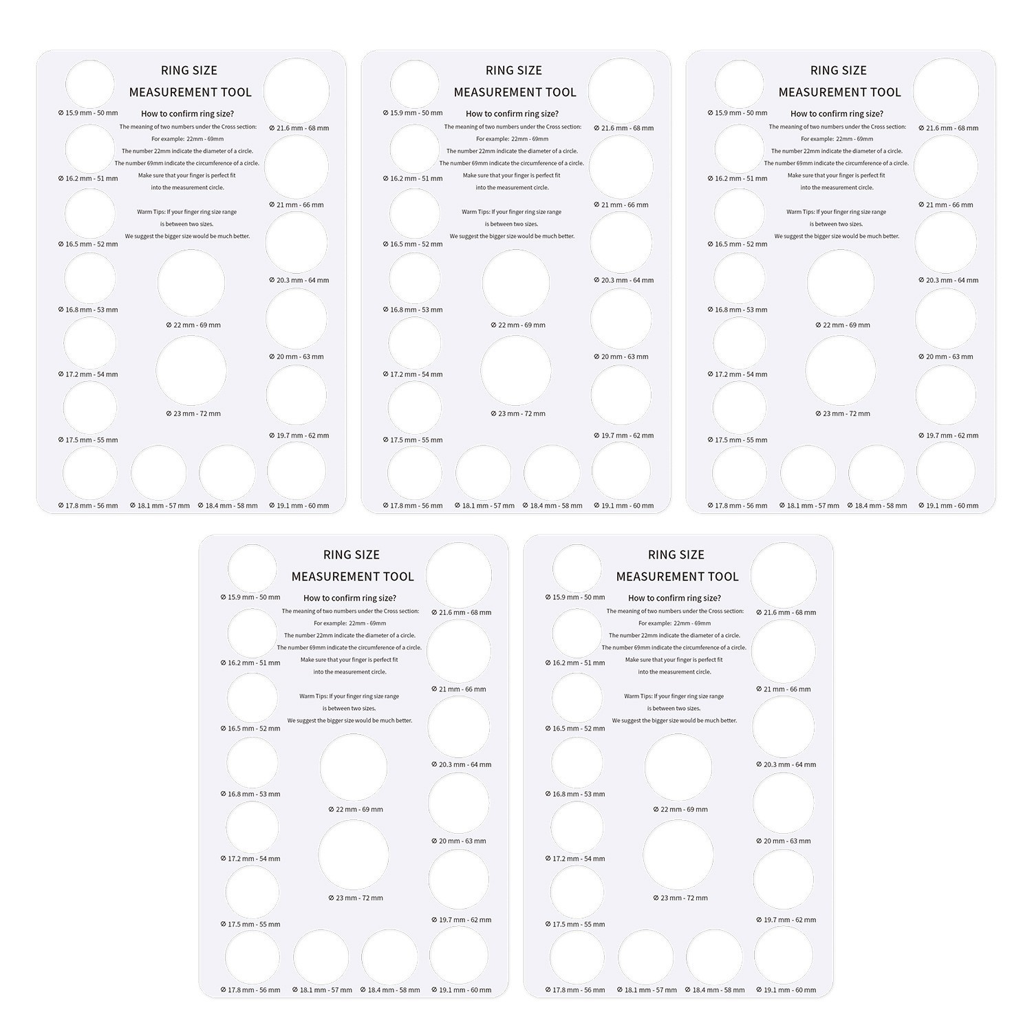 Ring measuring card board finger finger circumference size screening tool European size diameter circumference measuring ring American size ring