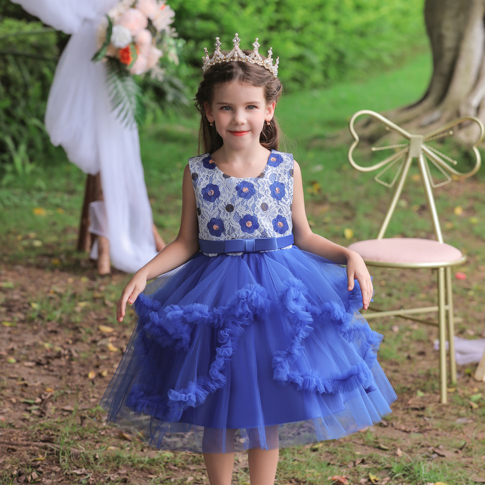 Girls' June 1 Tank Top Dress Summer Children's Formal Dress Puff Skirt Children's Clothing Flower Child Performance Foreign Trade Performance Costume