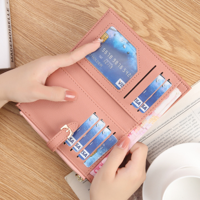 Factory Direct Wallet Women's Korean-style Large Capacity Mid-length Clutch Bag All-match Simple Zipper Buckle Card Bag