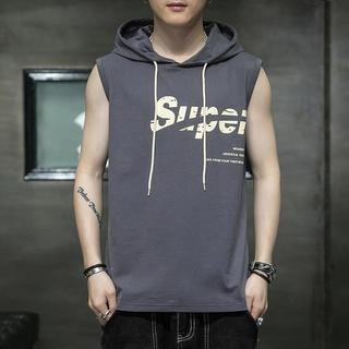Summer Thin Vest Men's Hooded ins Sleeveless T-Shirt Loose Men's Clothes Sports Waistcoat Outer Waistcoat Inner Waistcoat