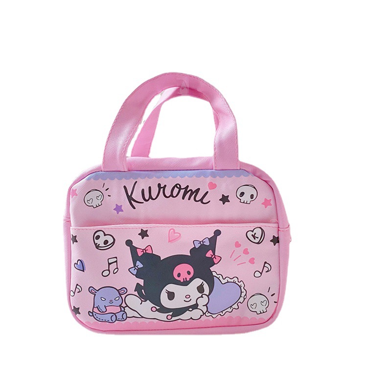 Japanese Cartoon Kulomi Cute Insulated Lunch Box Bag Convenient Foldable PU Leather Aluminum Foil Portable Lunch Bag