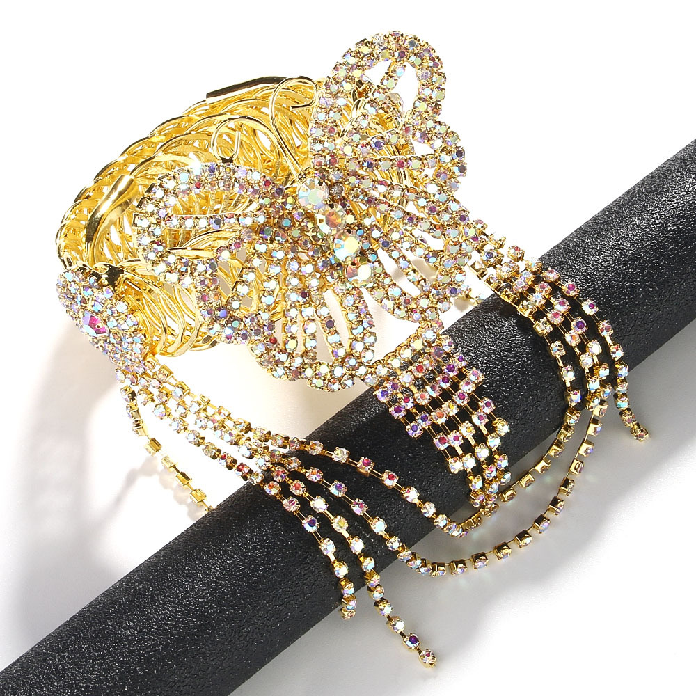 European and American niche exquisite fairy butterfly tassel bracelet rhinestone arm chain women's fashion trend cross-border jewelry
