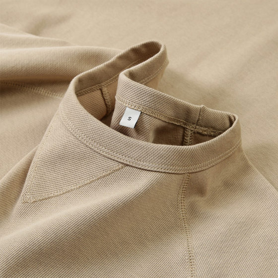 Dengjue Men's New Live Supply Twill Double-sided Cotton khaki Raglan Sleeve Loose Japanese Short-sleeved Men's T-shirt