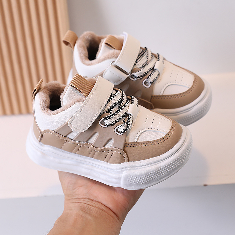 Baby shoes two cotton fleece-lined autumn and winter sneaker warm comfortable casual shoes children's shoes soft bottom non-slip board shoes men and women