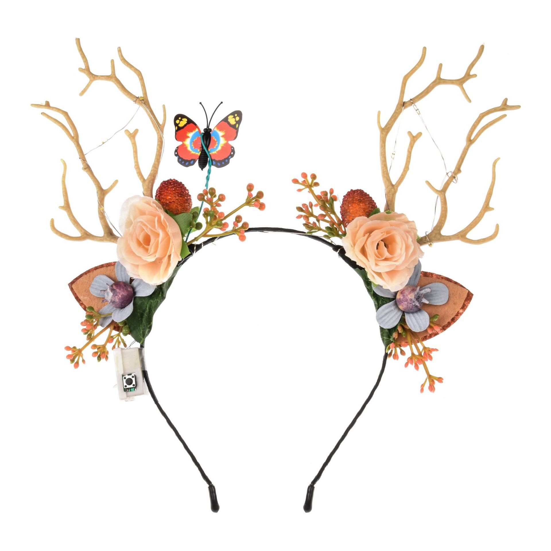 Cross-border Christmas Headband Antler Headband Halloween Party Flower Fairy Headwear Stall Night Market Luminous Toy