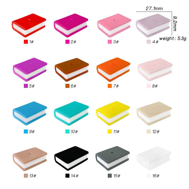 Cross-Border New stacked book food grade silicone beads DIY loose beads accessories rectangular book beaded single hole pen