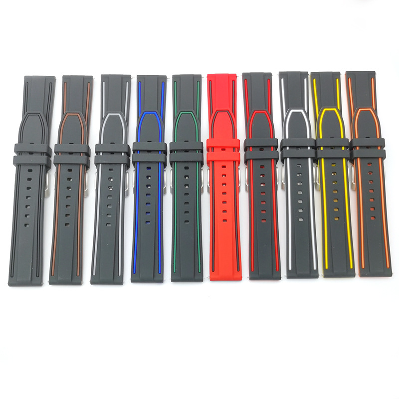 Two-color contrast color matching smart watch accessories 20 22 24mm quick release switch silicone strap