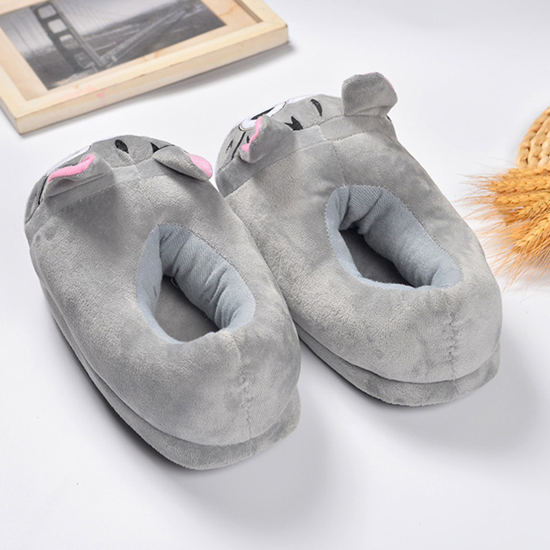 Japanese Cute Cartoon Chesi Cat Plush Cotton Shoes Autumn and Winter Home Cotton Slippers Indoor Warm All-Foot Cotton Slippers