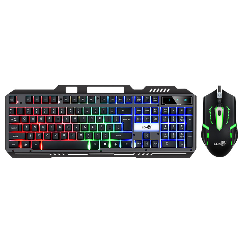 Computer keyboard and mouse set luminous metal set laptop wired keyboard and mouse set support spot cross-border