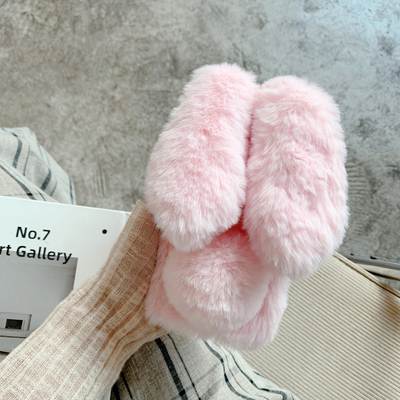 Suitable for Apple 15 13Pro rabbit plush doll 14plus winter warm hand cute rabbit fur protective shell