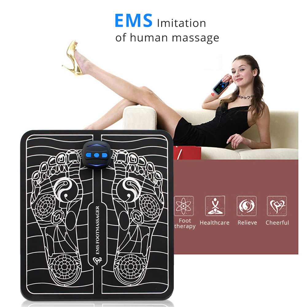 Cross-border Hot EMS Foot Massager Intelligent Remote Control Pulse Micro Current Relief Fatigue Massage Foot Pad