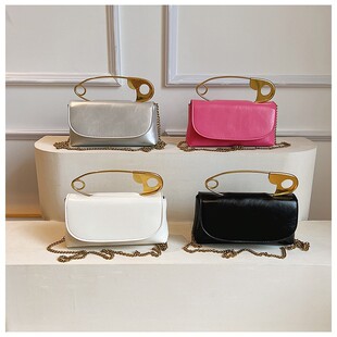 Personalized paper clip small bag for women 2023 spring and summer new trendy Korean style all-match messenger bag chain portable pin bag