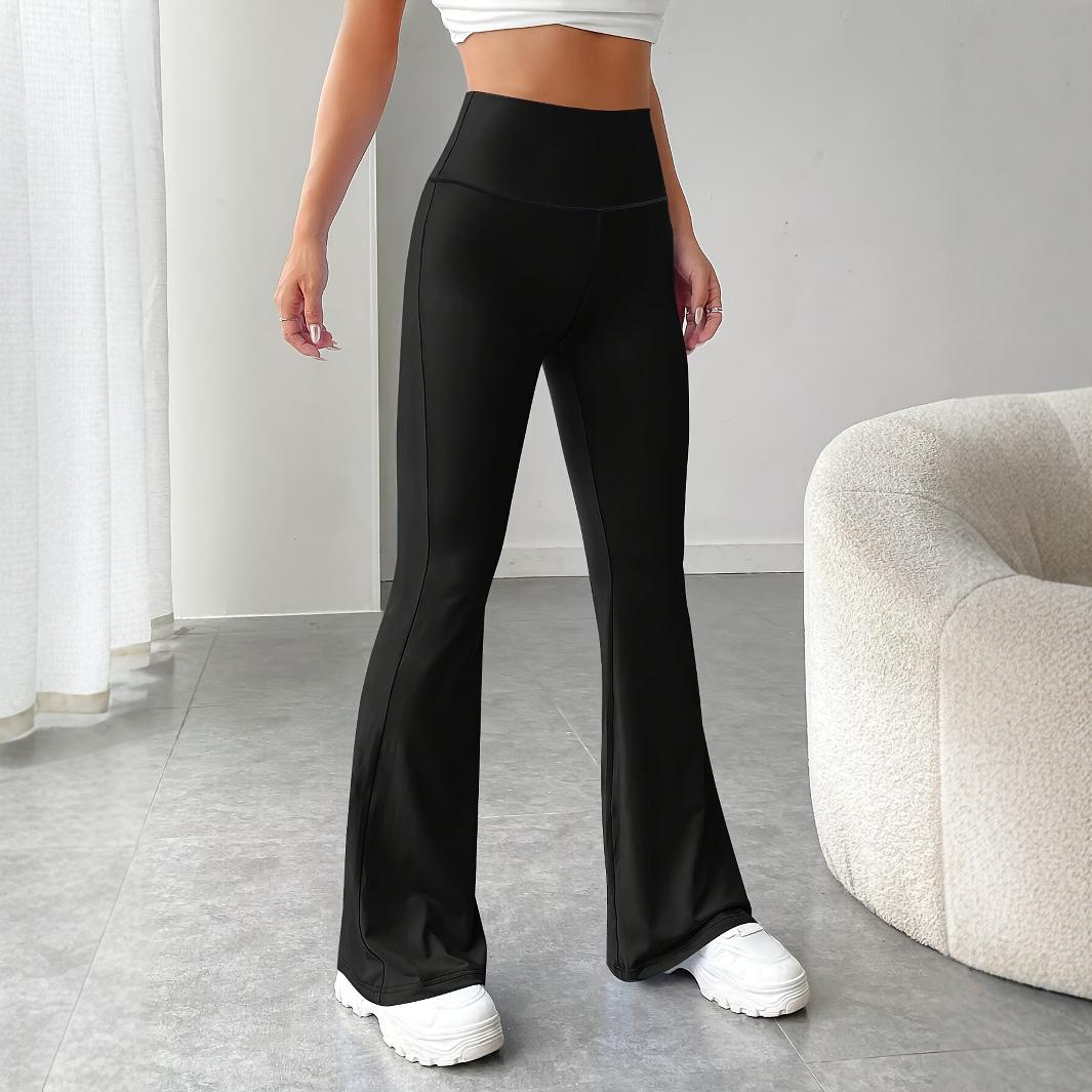 Cross-border European and American plus size Women's Casual Pants High Waist Hip-lifting Slimming Yoga Micro-flared Pants Dipped Wide-leg Flared Pants