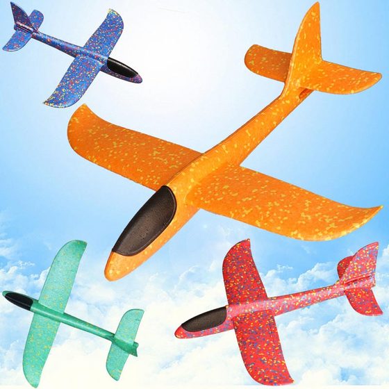 Luminous foam hand throwing aircraft 48/38CM outdoor hand throwing camouflage children's swing EPP glider toy wholesale