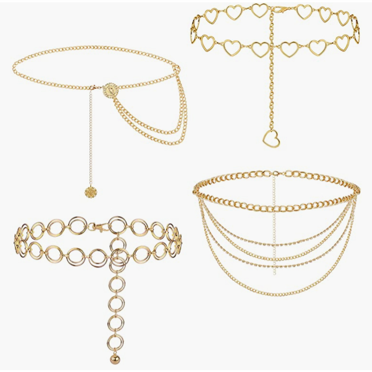 European and American jewelry punk retro metal ring love waist chain women's fashion sun flower plate pendant body chain set