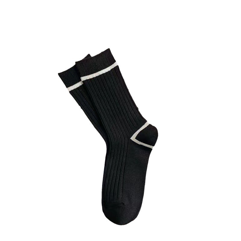 Striped mid-length stockings European and American-style women's hip-hop stockings letter white skateboard hip-hop stockings European and American-style stockings