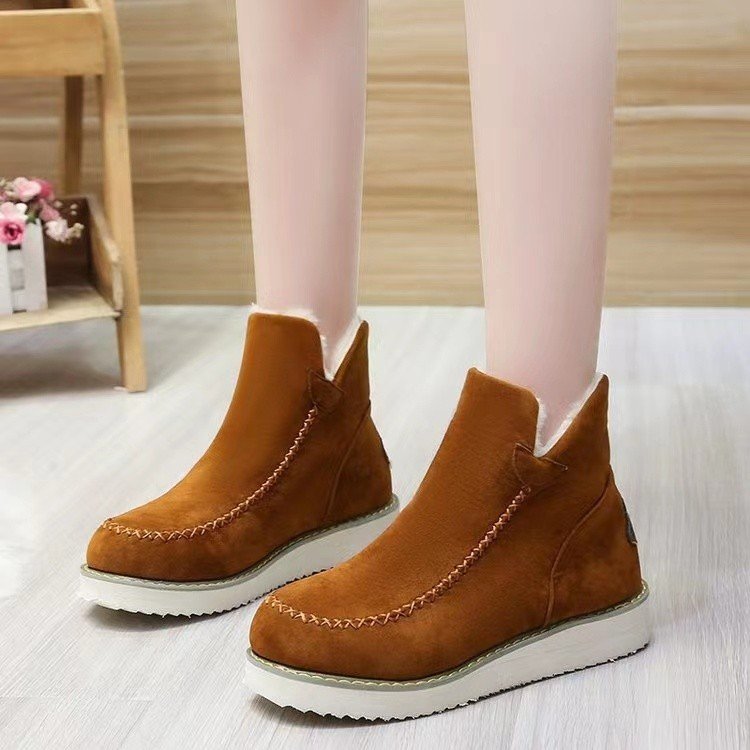 Short boots Casual women's boots Autumn and winter thick snow boots thick wool shoes 40-43 large size_voghion.com