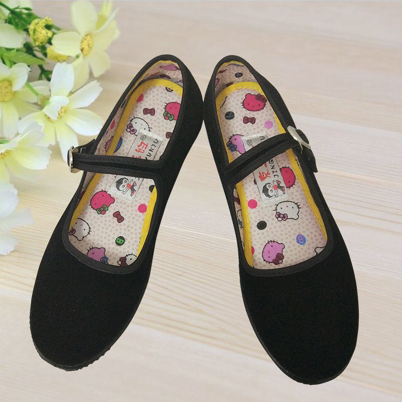 Old Beijing cloth shoes men's and women's square dance shoes Children's adult stage performance cloth shoes round mouth elastic mouth Eighth Route Army