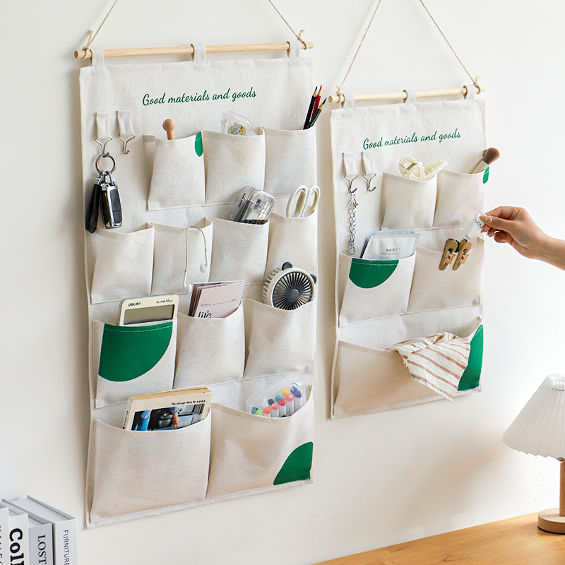 Cotton and Linen Dormitory Bedside Household Bedroom Living Room Door Rear Wall-type Multi-functional Storage Hanging Bag Large Storage Bag