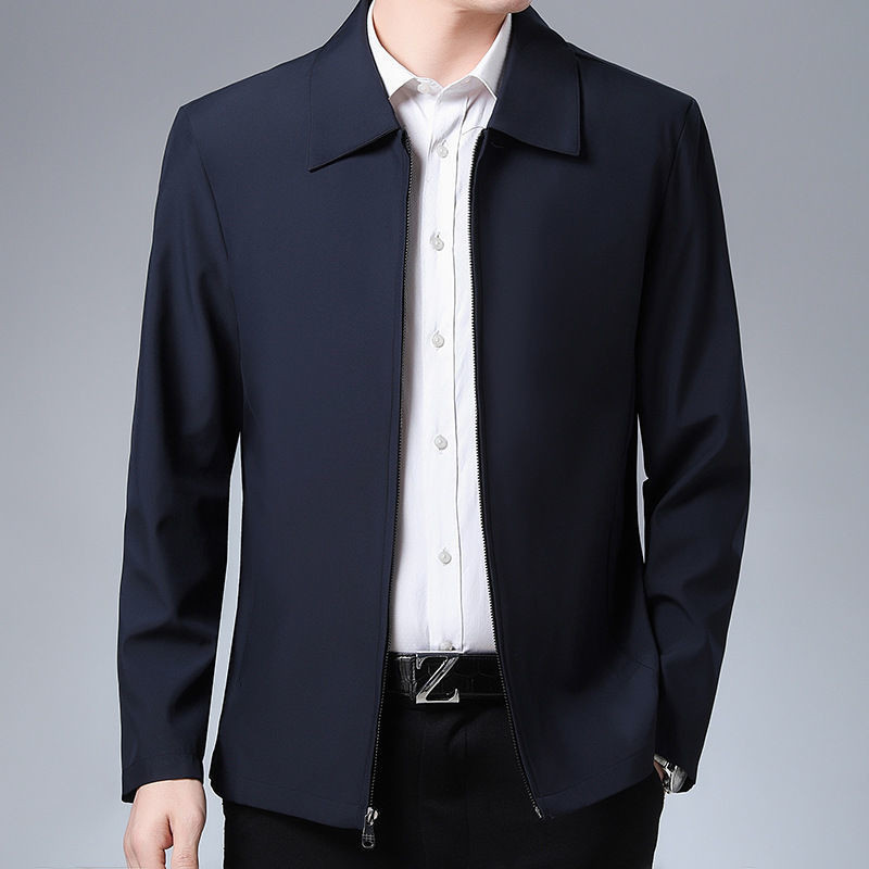 2021 middle-aged and elderly men's jacket men's spring and autumn lapel jacket men's dad's jacket men's casual jacket