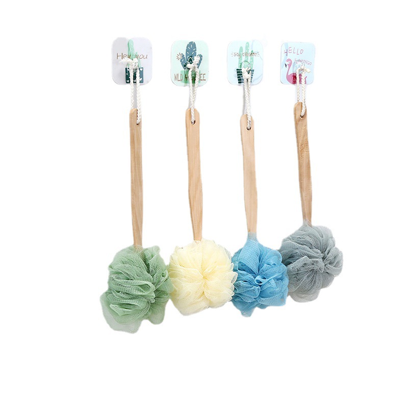 A2623 Bath Scrubbing Artifact Bath Ball Long Handle Foaming Rich Bathroom Back Scrubbing Artifact Bath Brush Back Scrubbing Bath Ball