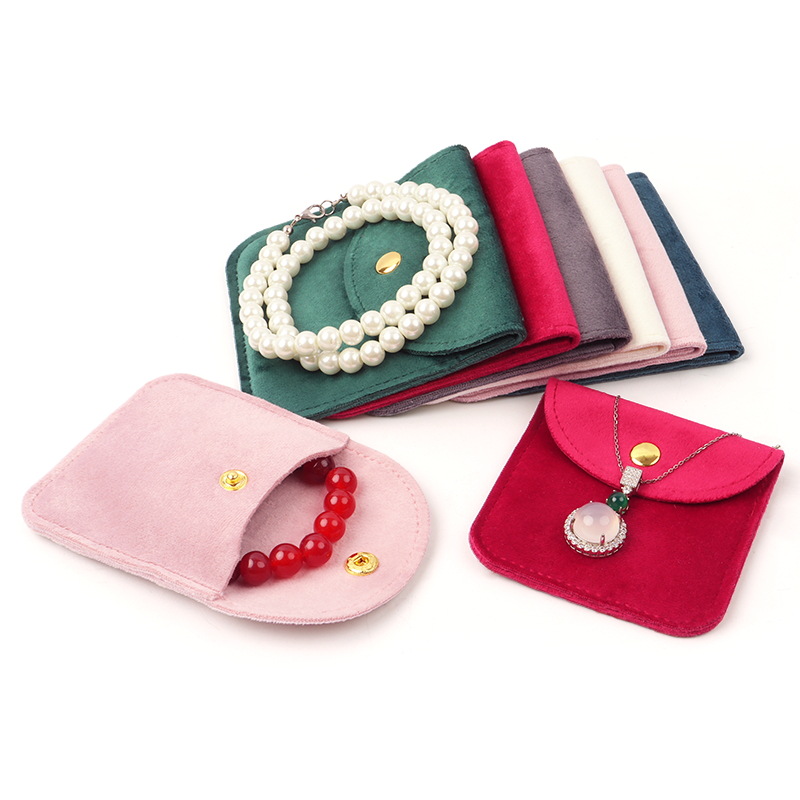 New flannel snap bag gift bag flap bag solid color simple jewelry gift bag jewelry packaging bag wholesale