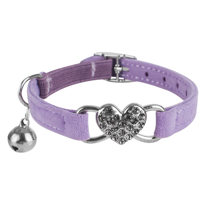 Pet Collar Drill Love Flocking Cat Collar Pet Love Bell Cat Collar Cross-border Pet Supplies