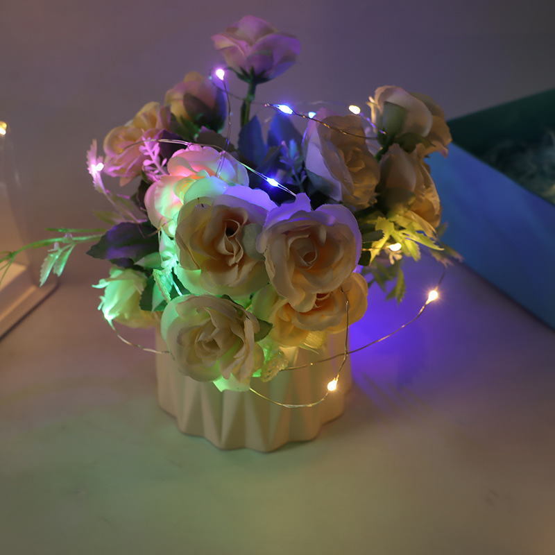 Factory sales led copper wire button light string baking bouquet colored light gift box gift decoration light string large wholesale