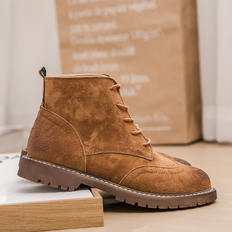 Martin Boots Women's New Arrival Frosted Genuine Leather All-Match Retro British Small Leather Shoes Thick Sole Motorcycle Aunt Short Boots Women's Trendy Boots