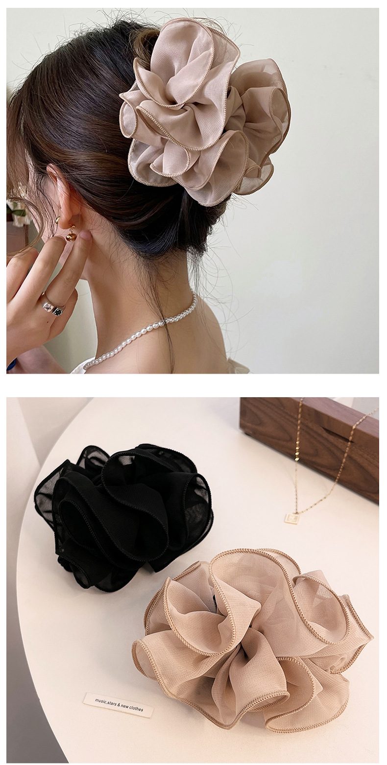 Korean Style Simple Mesh Flower Grab Hair Clip Plate Elegant Shark Clip Back Head Headwear Hairpin Creative ins Hair Accessories_voghion.com