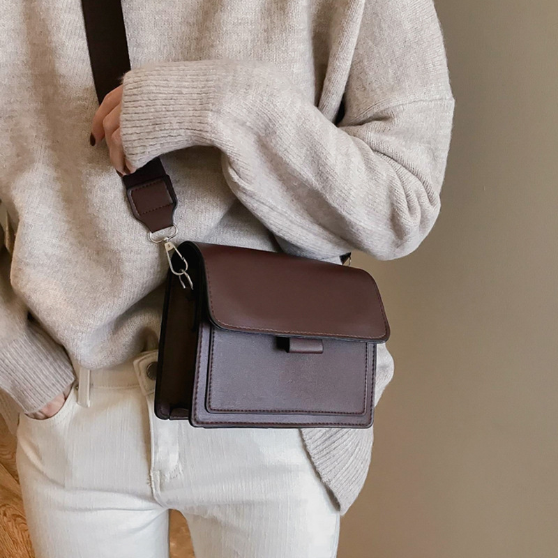 New Small Bag Women's 2023 Spring New Trendy ins All-match Wide Shoulder Strap Small Square Bag Retro Shoulder Crossbody Bag