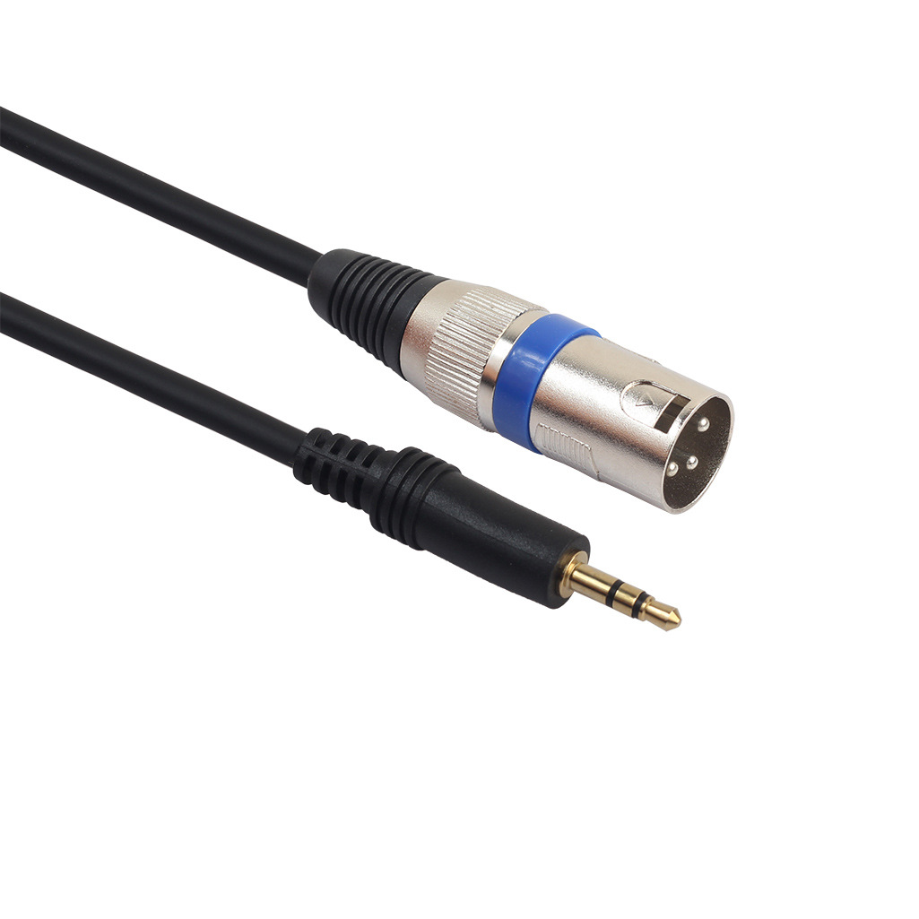 Hot sale Amazon FBA black 3 M gold-plated head zinc alloy 3.5 male to Cannon male microphone adapter cable