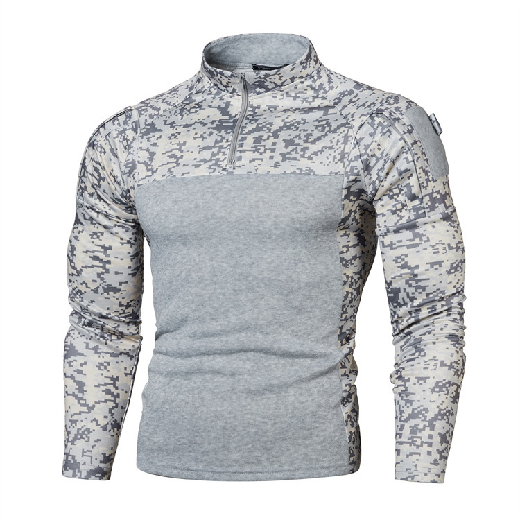 Outdoor Fitness Camouflage Jogging Sweatshirt Men's Long Sleeve Sweatshirt Military Battlefield Camouflage Casual Collar Sweatshirt