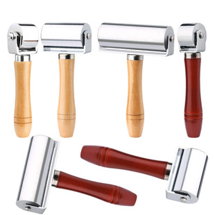Original wooden handle roller push wheel roller pressing tool leather dark roller large iron roller