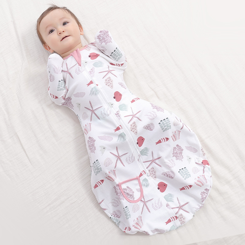 Newborn Baby Anti-Scare Sleeping Bag Pure Cotton Cushion Spring and Summer Surrender Swaddling Baby Anti-kick Cushion All Seasons Universal