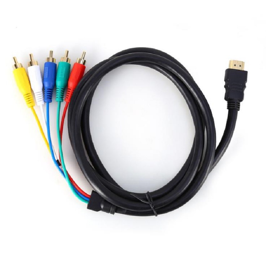 HDMI to 5RCA line audio and video line braided AV color difference conversion line 1.5m TV HD copper line factory outlet